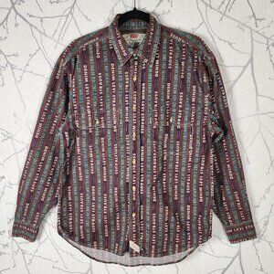 Levi's All Over Spellout Logo Print 100% Cotton Button Up Western Shirt